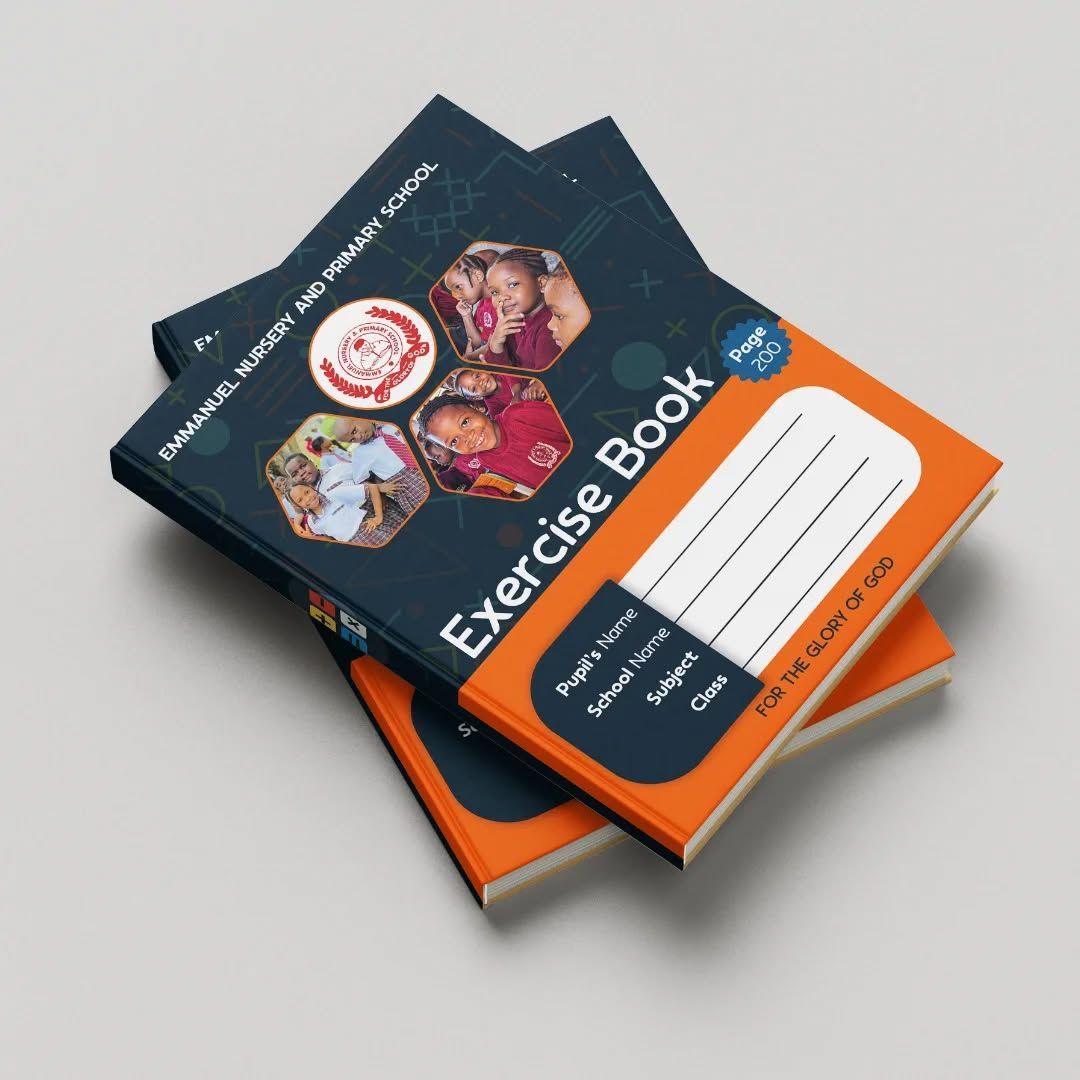Branded school exercise books printed for a Lagos primary school
