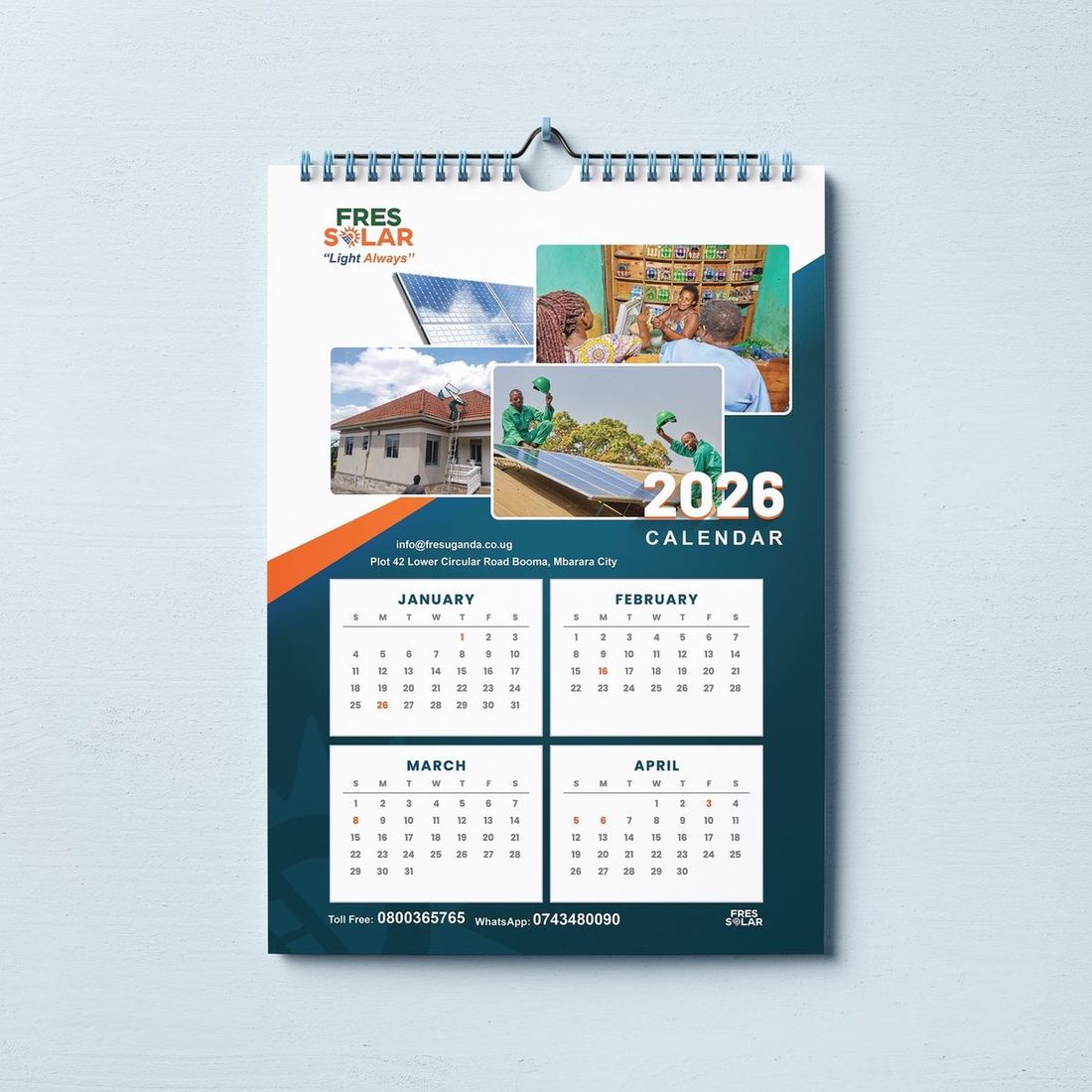 Custom branded wall calendar printed by Abidexpro Printz Lagos