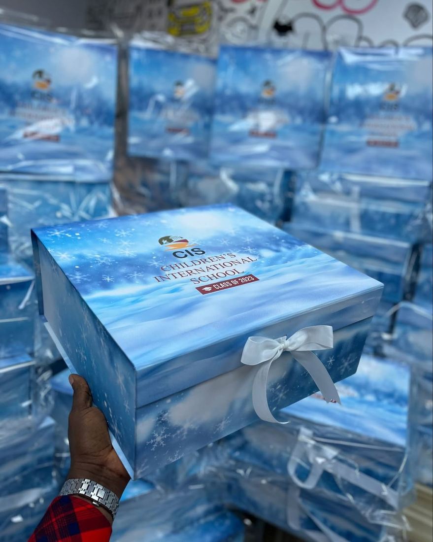 Bulk printed presentation boxes showing volume print pricing in Nigeria